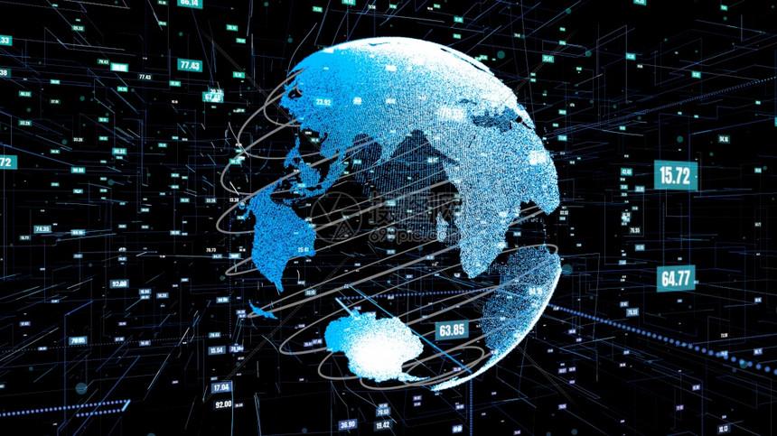 全球数据科技和计算机编程摘要信息时代未来的数字地球网络连接3drend